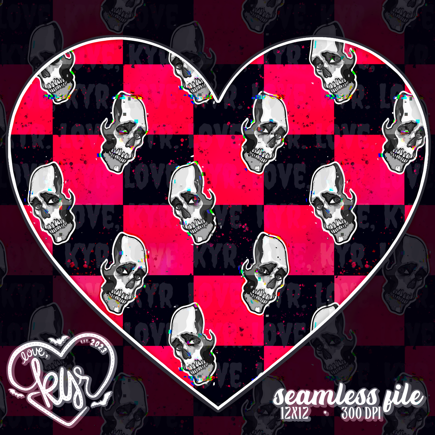 Checkered Skull Seamless File Coord