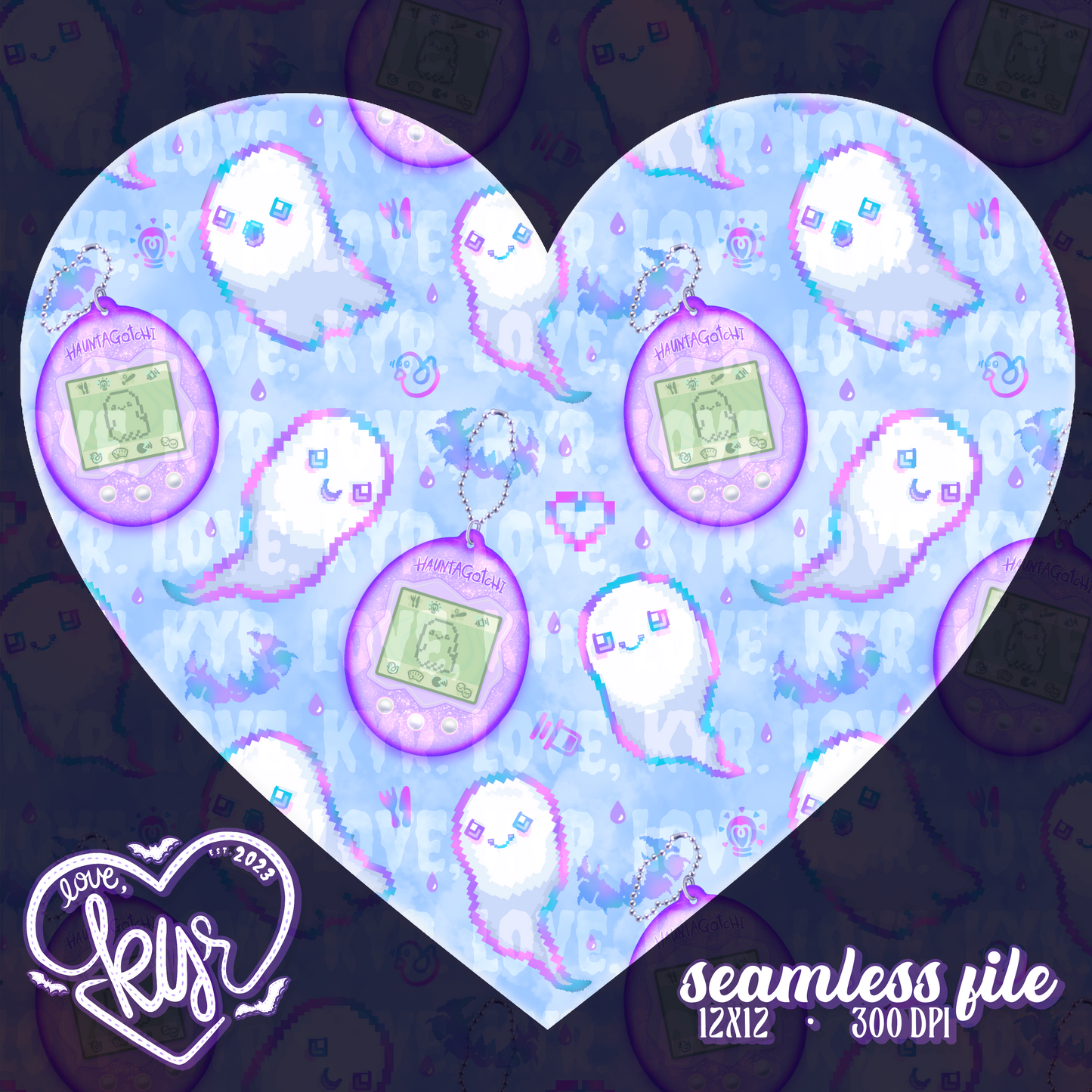 Hauntagotchi Pixel Ghost Seamless File