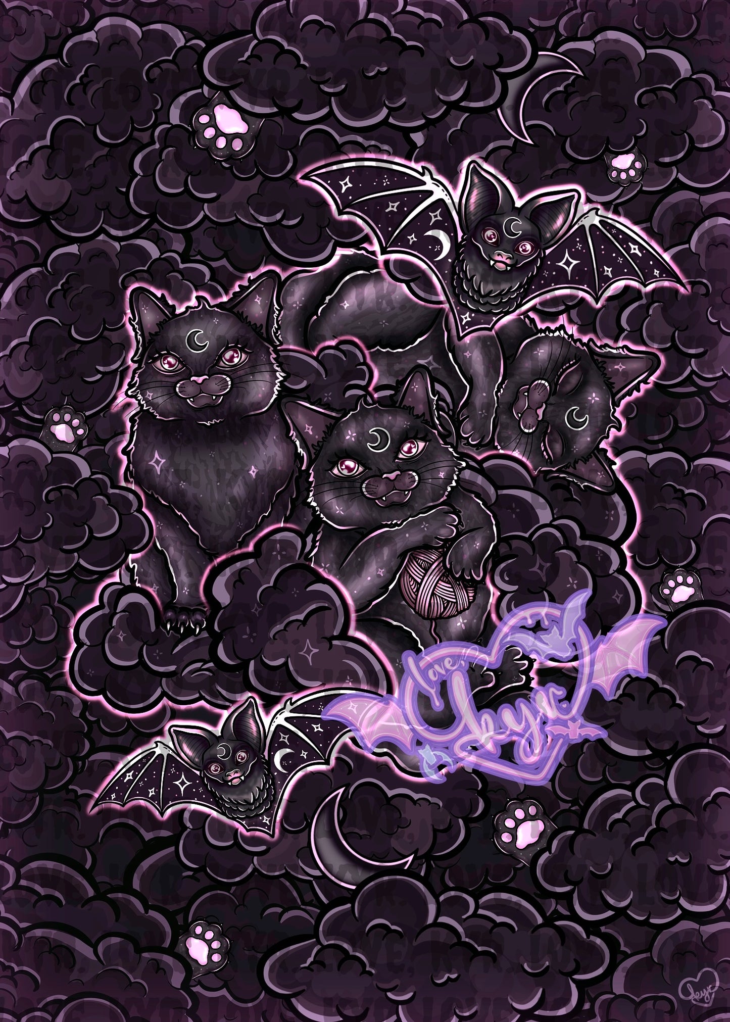 Limited Cats N Bats Print