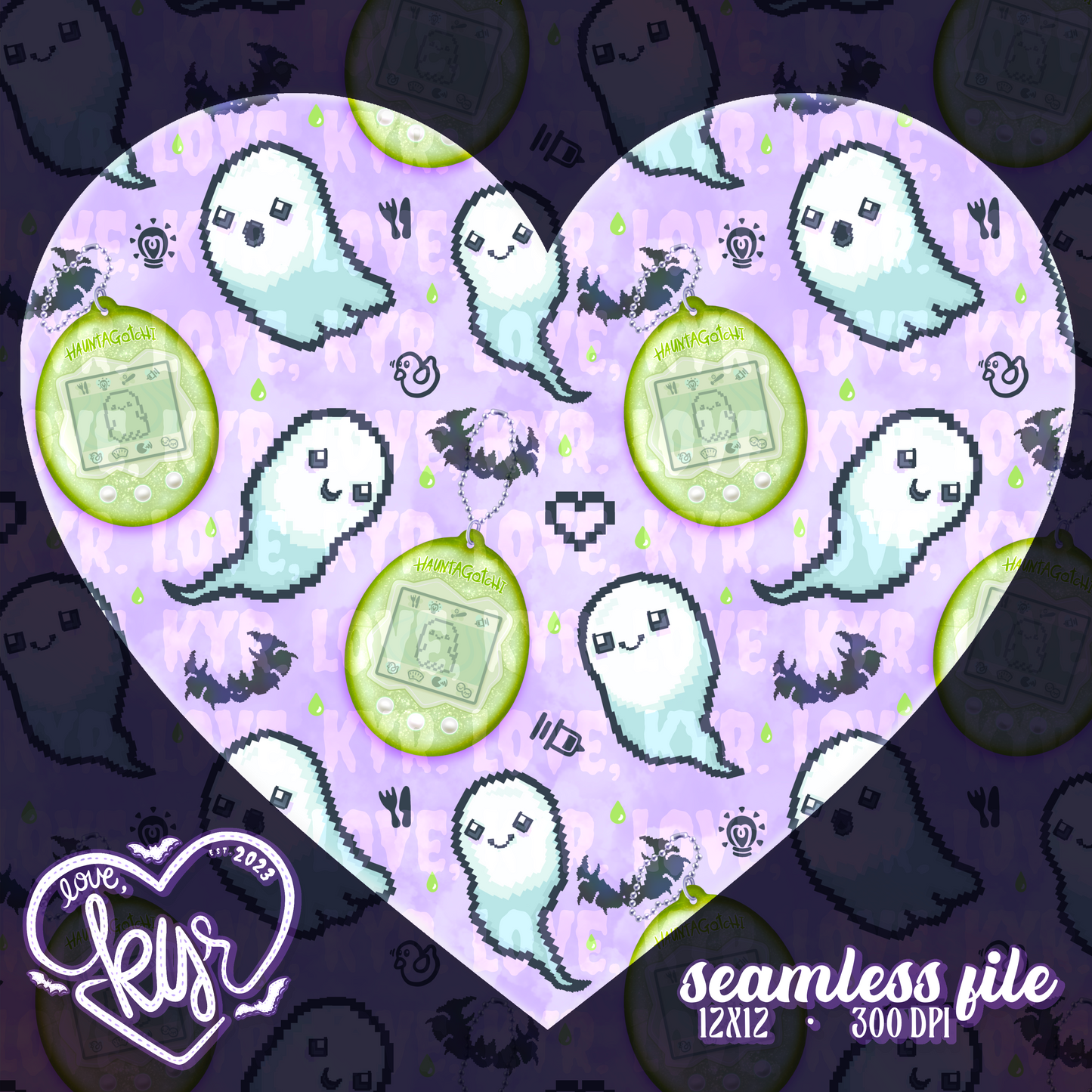 Hauntagotchi Pixel Ghost Seamless File