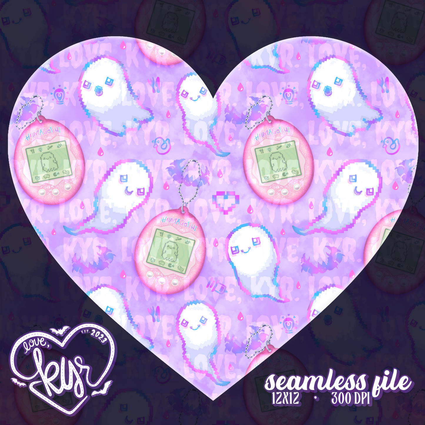 Hauntagotchi Pixel Ghost Seamless File