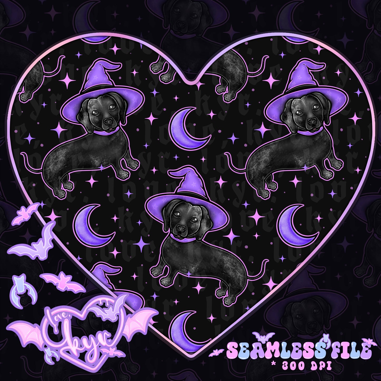 Black Magic Dachshund Seamless File