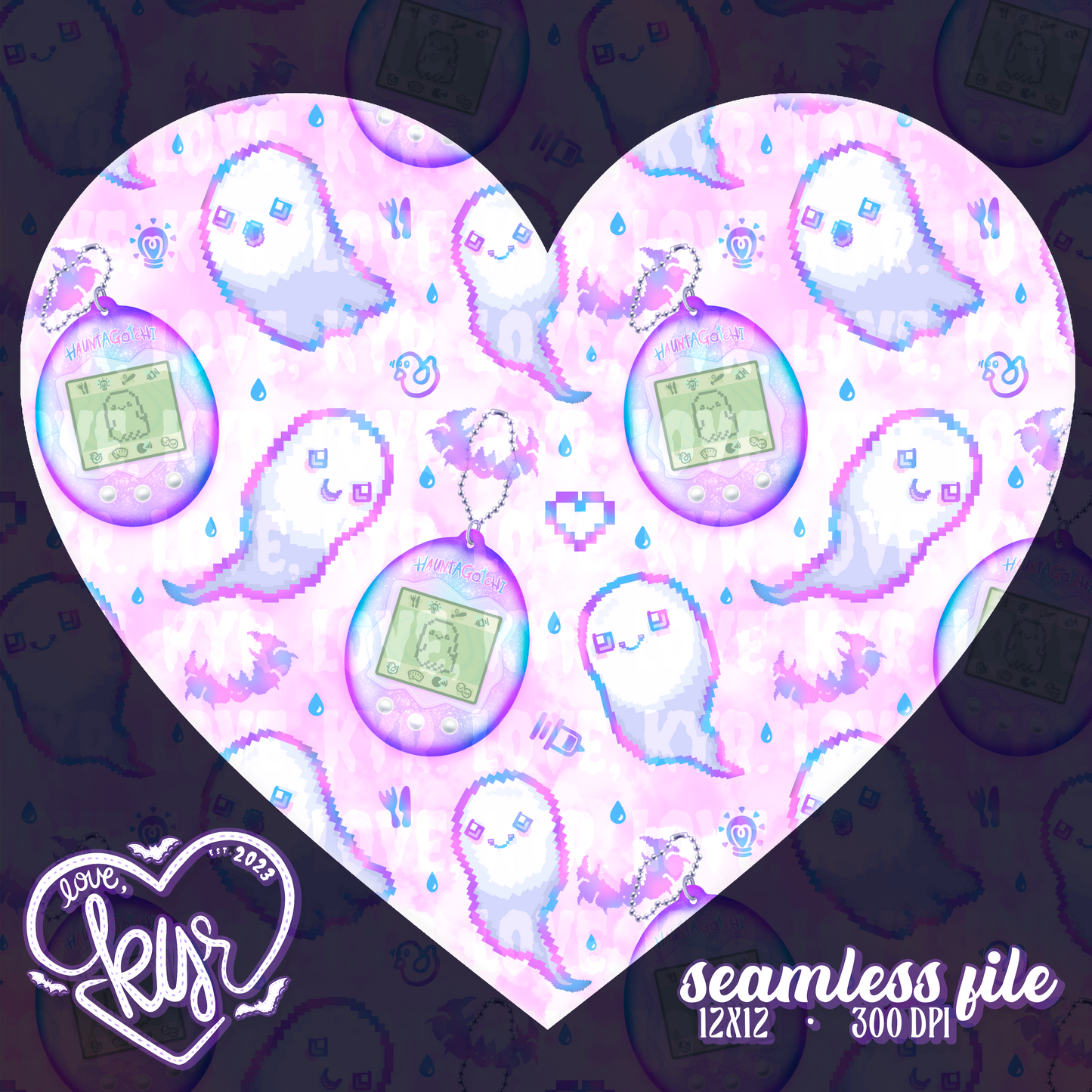 Hauntagotchi Pixel Ghost Seamless File