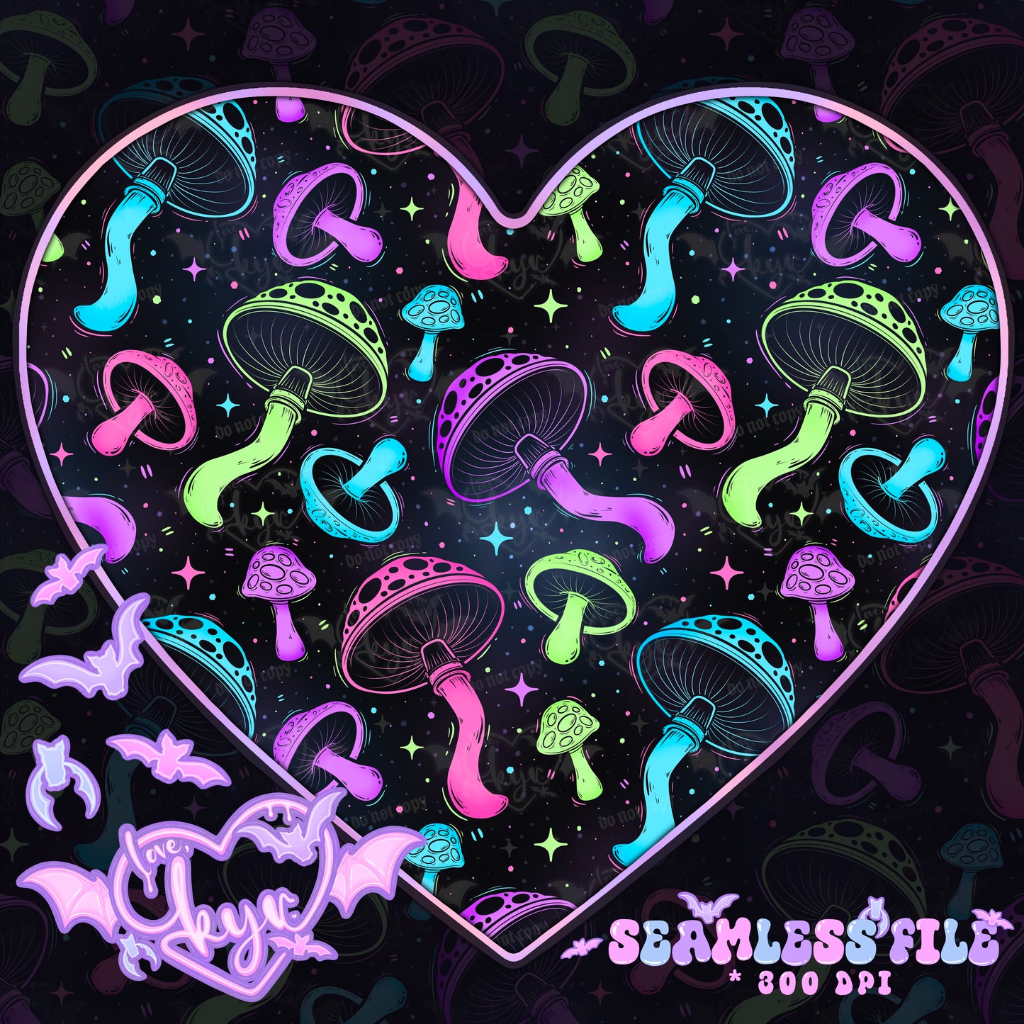 Neon Mushrooms Seamless File