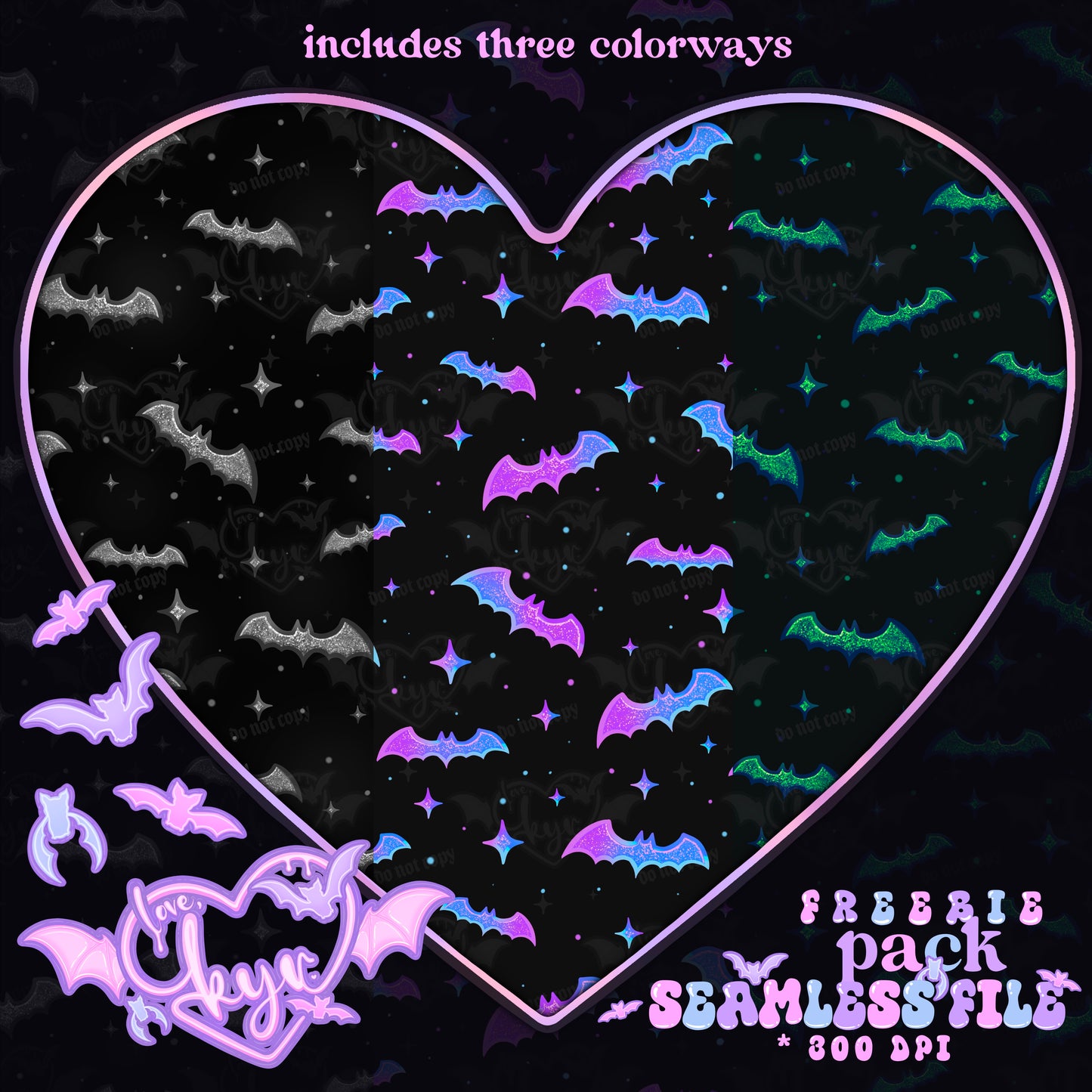 Glitter Bats Freebie Seamless File Pack