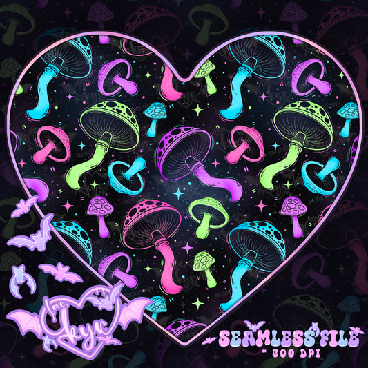 Neon Mushrooms Seamless File